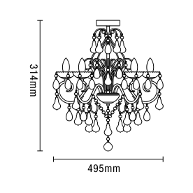 Vela 5 Light Bathroom Chandelier, Chrome - Image 2