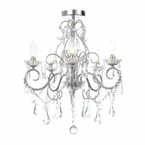 Vela 5 Light Bathroom Chandelier, Chrome - Image 4