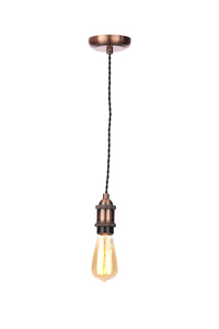 Dale Industrial Style Braided Black Cable Ceiling Pendant - Antique Copper - Image 6