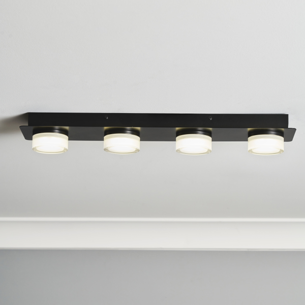 Amalfi LED Bathroom Ceiling Spotlight Bar, Matt Black - Image 3