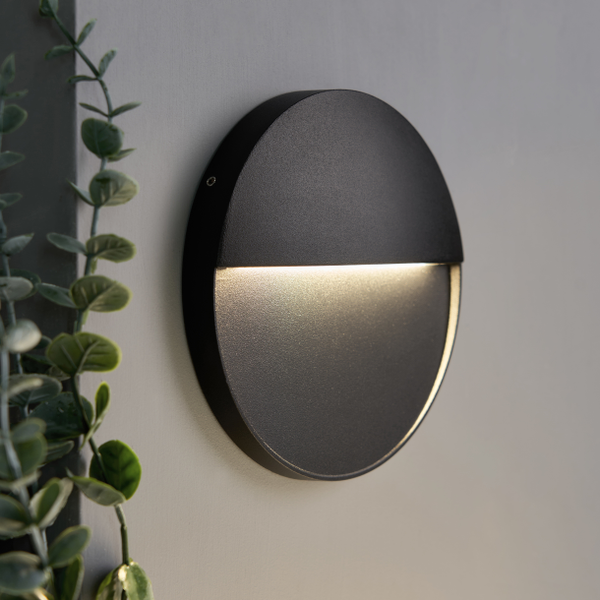 Onza Outdoor LED 16cm Round Wall Light, Black - Image 2