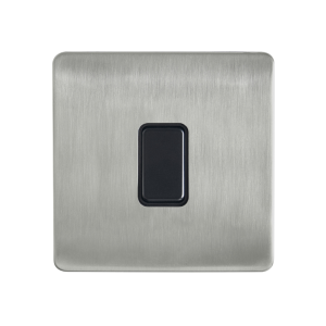 Decorative Kinetic Switch - 1 Gang, Satin Nickel Front, Black switch and body- Dimmable