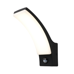 Batsu 12 Watt LED Curved Outdoor Wall Light with PIR - Black - Image 9