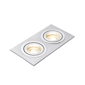 Pasto Double Aluminium Square Adjustable Downlight GU10 Silver