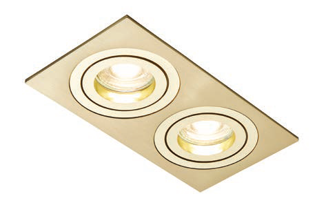 Pasto Double Aluminium Square Adjustable Downlight GU10 Brass - Image 4