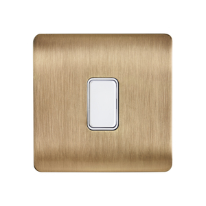 Decorative Kinetic Switch - 1 Gang, Satin Brass Front, White switch and body- Dimmable - Image 4
