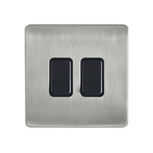 Decorative Kinetic Switch - 2 Gang, Satin Nickel Front, Black switch and body- Dimmable - Image 4
