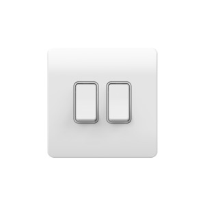 Slimline Kinetic Switch- 2 Gang, White body, white switches. - Dimmable - Image 5