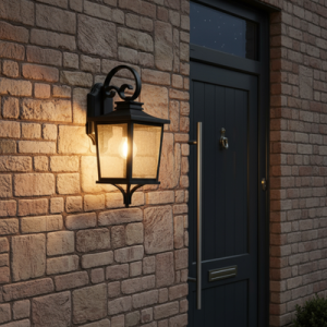 Brexton Large 4 Panel Lantern Black