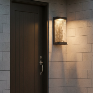 Yates 25w LED Large Water Glass Lantern Black