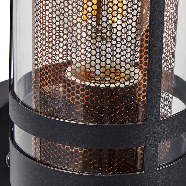 Gada 1 Light Outdoor Wall Light with Brass Mesh - Black - Image 3