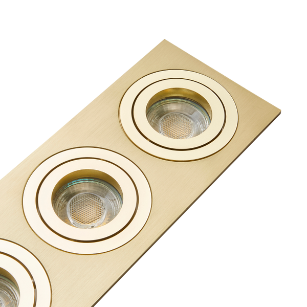 Pasto Double Aluminium Square Adjustable Downlight GU10 Brass - Image 3