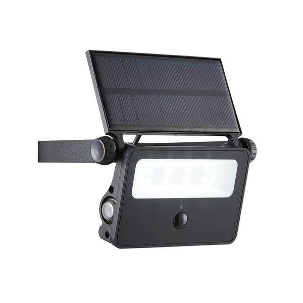 Solar Powered LED Outdoor Security Wall Light with PIR Sensor, Black