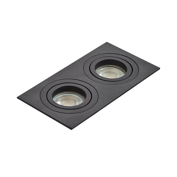 Pasto Double Aluminium Square Adjustable Downlight GU10 Matt Black - Image 2