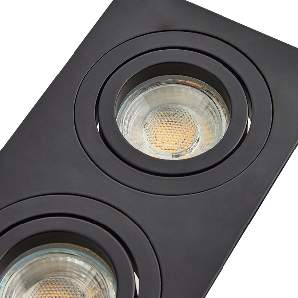 Pasto Double Aluminium Square Adjustable Downlight GU10 Matt Black - Image 3