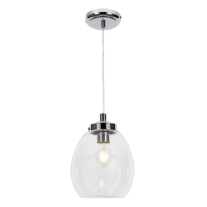 Bryn Clear Glass Bathroom Ceiling Pendant, Chrome