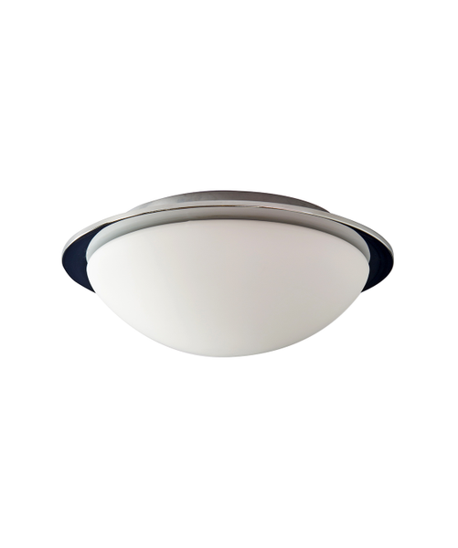 Opie LED Bathroom Glass Dome Flush Ceiling Light, Chrome