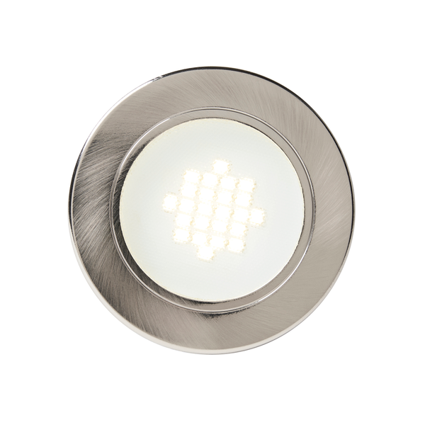 Pozza Circular Recessed Natural White LED Under Kitchen Cabinet Light - Satin Nickel
