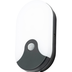 Turus 15 Watt LED Outdoor Oval Bulkhead Light with PIR, Black