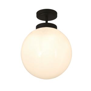 Porto Bathroom Globe Ceiling Light, Matt Black