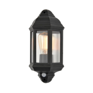 Athena Outdoor Half Wall Lantern with PIR Sensor, Black