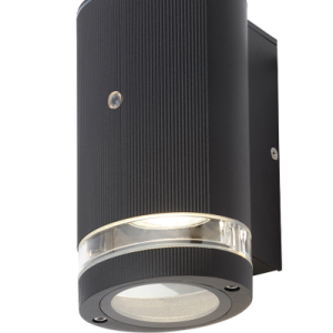 Helix Outdoor Cylinder Wall Light with Photocell, Black
