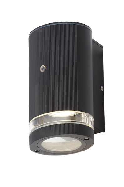 Helix Outdoor Cylinder Wall Light with Photocell, Black