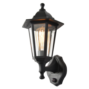 Bianca Outdoor Polycarbonate Wall Lantern with PIR Sensor, Black