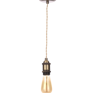 Dale Industrial Style Braided Champagne Cable Ceiling Pendant - Antique Brass