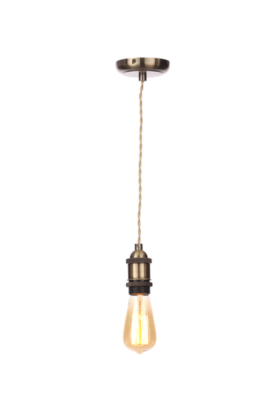 Dale Industrial Style Braided Champagne Cable Ceiling Pendant - Antique Brass - Image 2