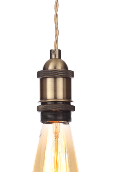 Dale Industrial Style Braided Champagne Cable Ceiling Pendant - Antique Brass - Image 3