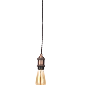 Dale Industrial Style Braided Black Cable Ceiling Pendant - Antique Copper