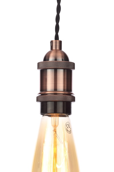 Dale Industrial Style Braided Black Cable Ceiling Pendant - Antique Copper - Image 3