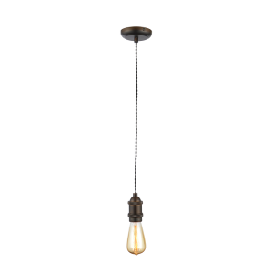 Dale Industrial Style Braided Black Cable Ceiling Pendant - Antique Bronze