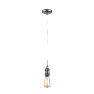 Dale Industrial Style Braided Black Cable Ceiling Pendant - Pewter