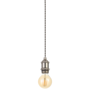 Dale Industrial Style Braided Grey Cable Ceiling Pendant - Satin Nickel