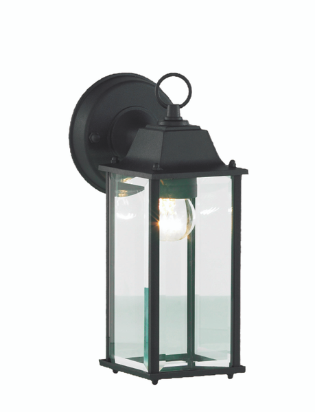 Ceres Outdoor Lantern Bevelled Glass Wall Light - Black