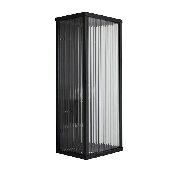 Memphis Outdoor Box Frame Lantern with Ribbed Glass - Black - Image 2