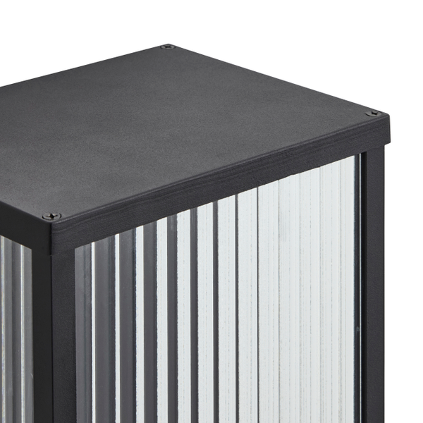 Memphis Outdoor Box Frame Lantern with Ribbed Glass - Black - Image 3