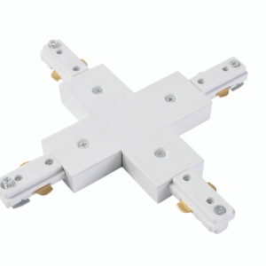 Tor X Shaped Connector for Single Circuit Mains Track - White