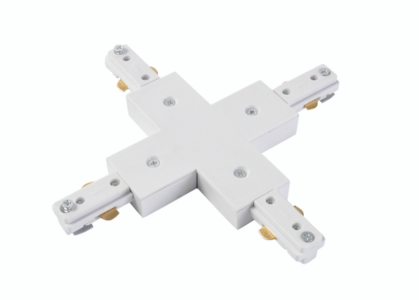 Tor X Shaped Connector for Single Circuit Mains Track - White