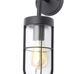 Woking Outdoor Industrial Style Caged Wall Light, Black