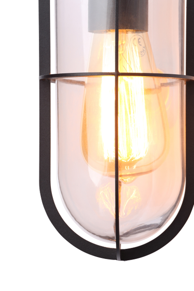Woking Outdoor Industrial Style Caged Wall Light, Black - Image 3
