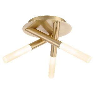 Crux Bathroom Flush Ceiling Light, Satin Brass