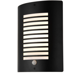 Sigma Panel Slatted Wall Lantern With PIR, Black