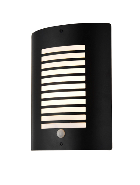 Sigma Panel Slatted Wall Lantern With PIR, Black