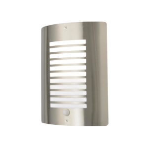 Sigma Panel Slatted Wall Lantern With PIR, Stainless Steel