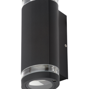 Helix Up and Down Outdoor Cylinder Wall Light, Black