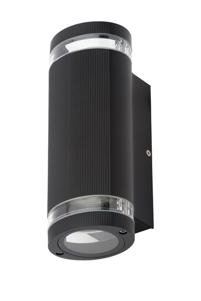 Helix Up and Down Outdoor Cylinder Wall Light, Black