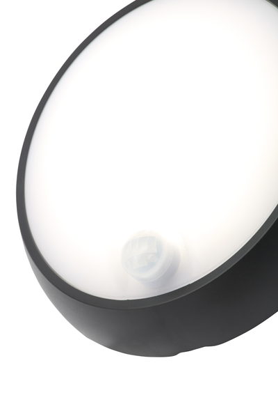 Cano 8 Watt LED Outdoor Round Bulkhead with PIR Sensor, Black - Image 3